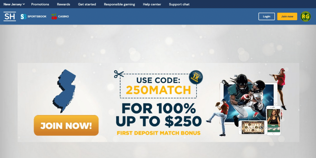 SugarHouse NJ Sportsbook offcial website screenshot