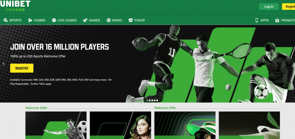 Unibet Sportsbook official website screenshot