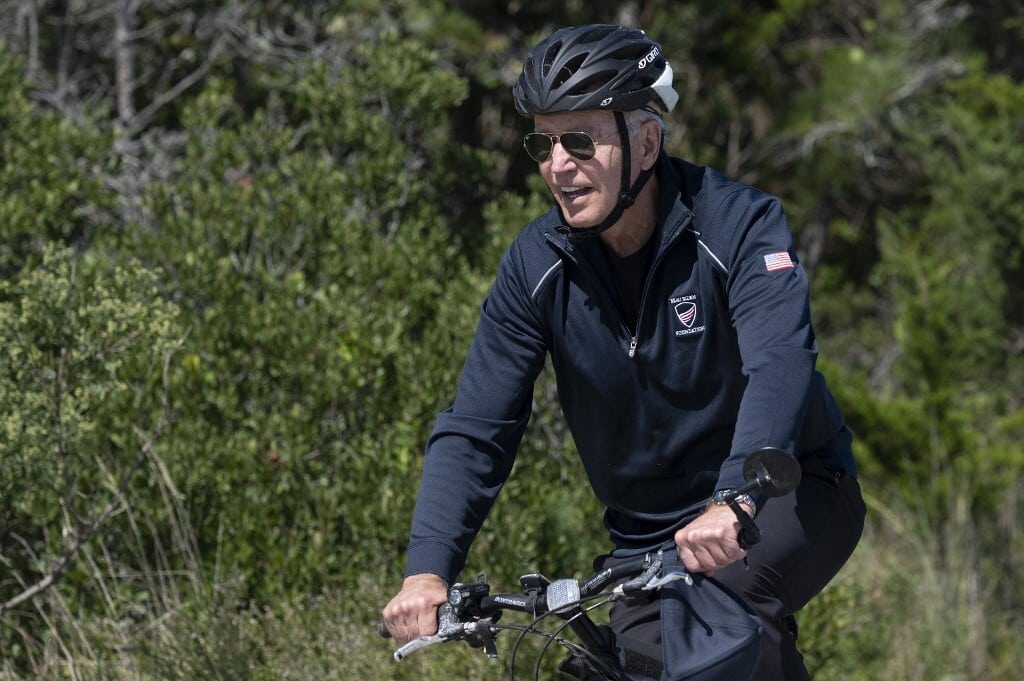 US President Joe Biden bicycle