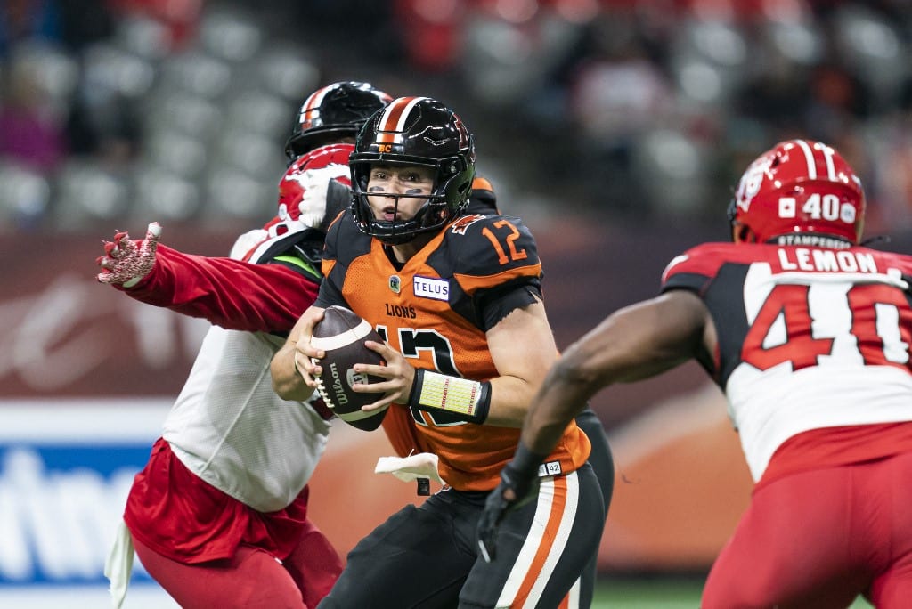 Nathan Rourke BC Lions Shawn Lemon Calgary Stampeders CFL football