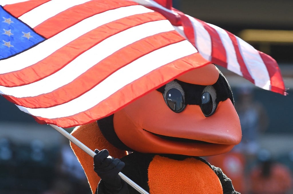 baltimore orioles mascot american flag