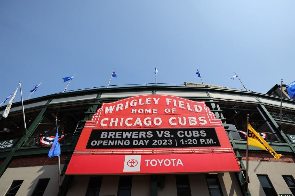 General View Wrigley Field Sign Chicago Cubs Illinois