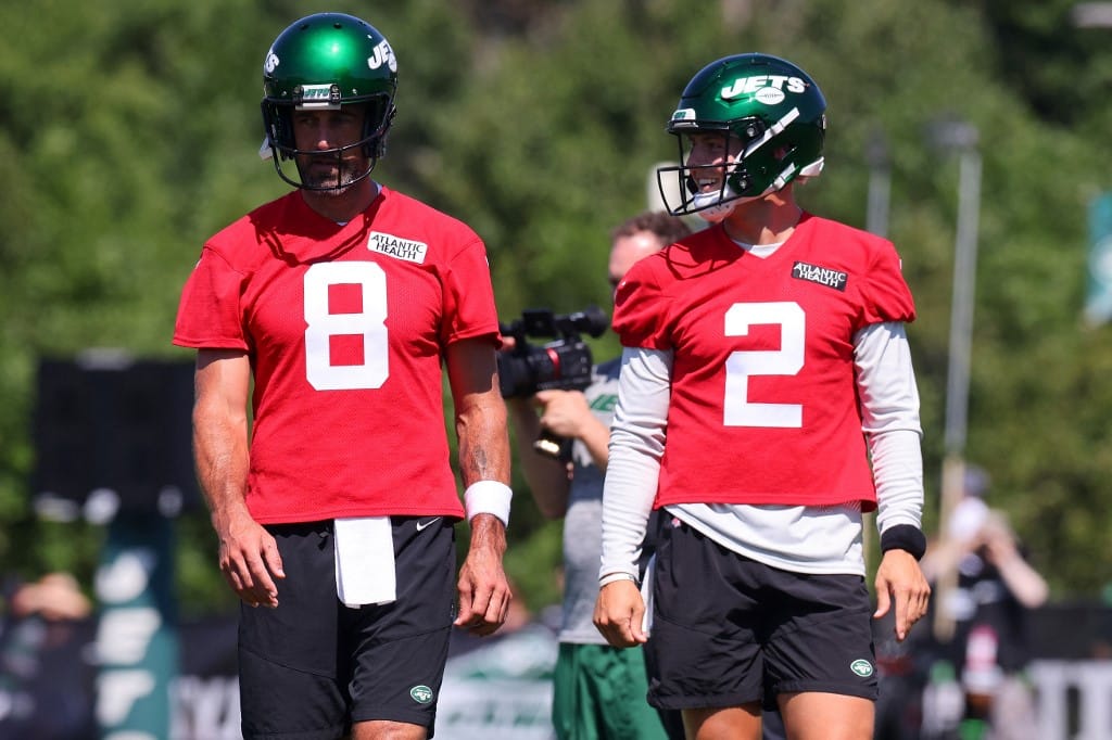 Aaron Rodgers Zach Wilson New York Jets NFL quarterback