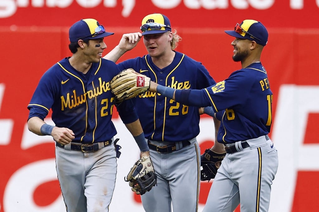 Christian Yelich Joey Wiemer Blake Perkins Milwaukee Brewers