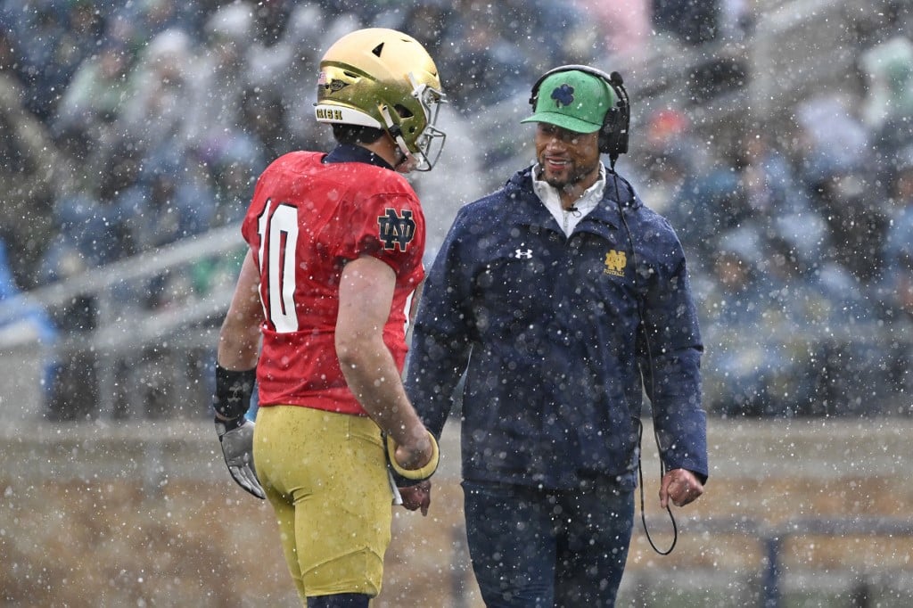 Head Coach Marcus Freeman Sam Hartman Notre Dame