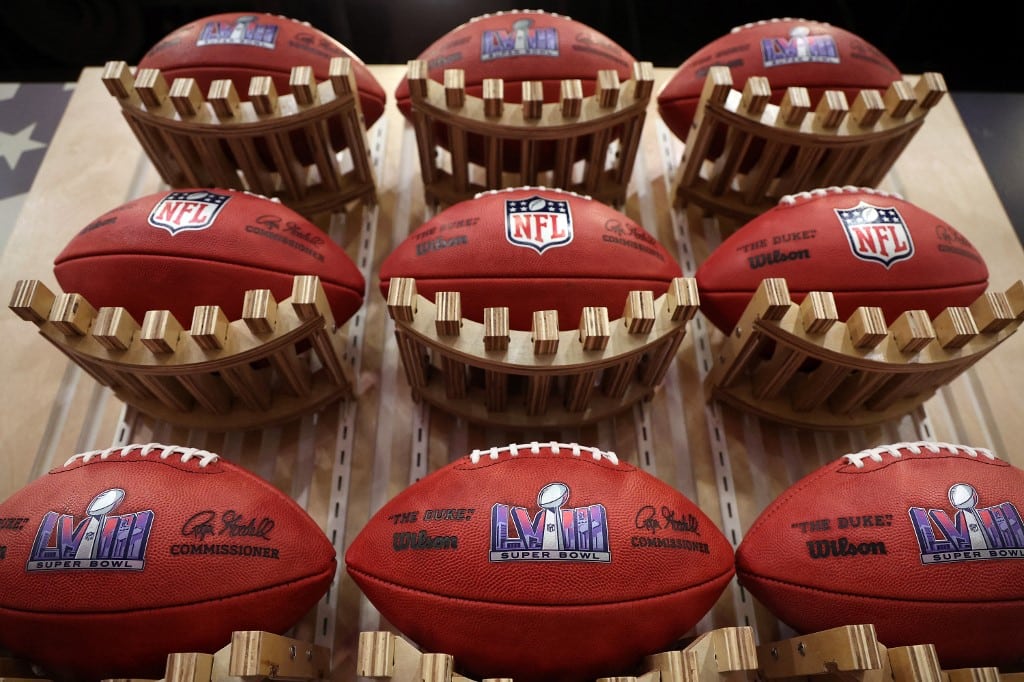 Official Logo Footballs Before Super Bowl LVIII