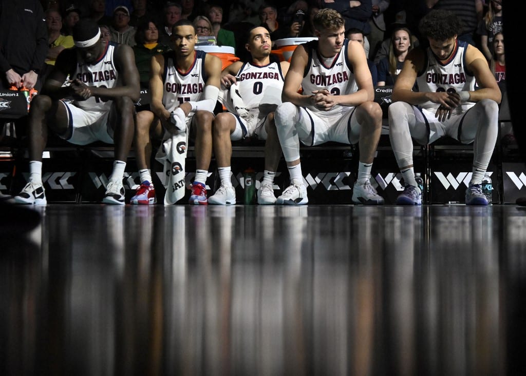 Graham Ike Nolan Hickman Ryan Nembhard Ben Gregg and Anton Watson Gonzaga Bulldogs West Coast Conference basketball tournament Nevada