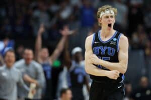 Richie Saunders BYU Cougars Celebrates v Wisconsin Badgers