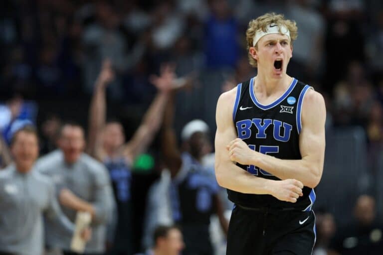 Richie Saunders BYU Cougars Celebrates v Wisconsin Badgers