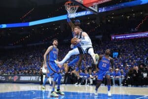 Donte Divincenzo of Minnesota Timberwolves v Oklahoma City Thunder