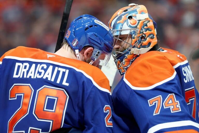 Leon Draisaitl and Stuart Skinner Edmonton Oilers