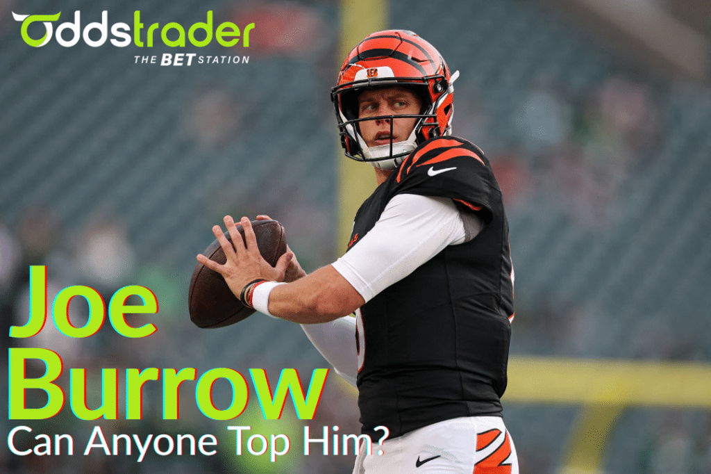 Joe Burrow of the Bengals is in the lead for 2025-26 passing yards leader