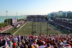 A general view of the stadium during the second half between the Northwestern Wildcats and the Indiana Hoosiers in Evanston, Illinois.