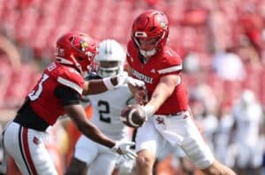 Miller Moss #7 of the Louisville Cardinals against the Bowling Green Falcons