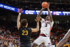 Bethune-Cookman v Auburn - Oddstrader The cover for this college basketball picks today shows KeShawn Murphy #3 of the Auburn Tigers shooting the ball as Daniel Rouzan #23 of the Bethune-Cookman Wildcats defends
