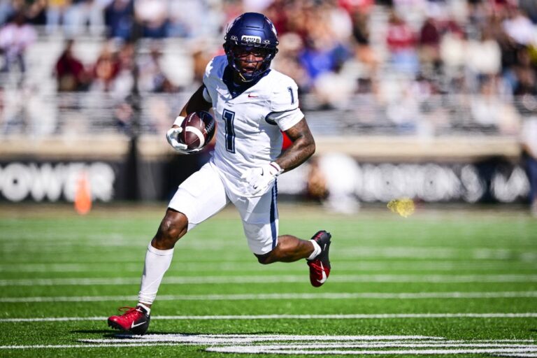 Connecticut v Boston College - Oddstrader - Oddstrader UConn Huskies' Skyler Bell, one of our College football player props week 12 picks, sprints with the ball against the Boston College Eagles.