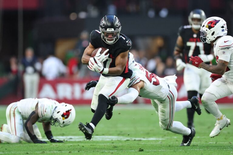 Atlanta Falcons v Arizona Cardinals - NFL 2025 - Oddstrader - Oddstrader The cover for this Monday night football bets article shows Bijan Robinson #7 of the Atlanta Falcons running with the ball during the second half against the Arizona Cardinals.