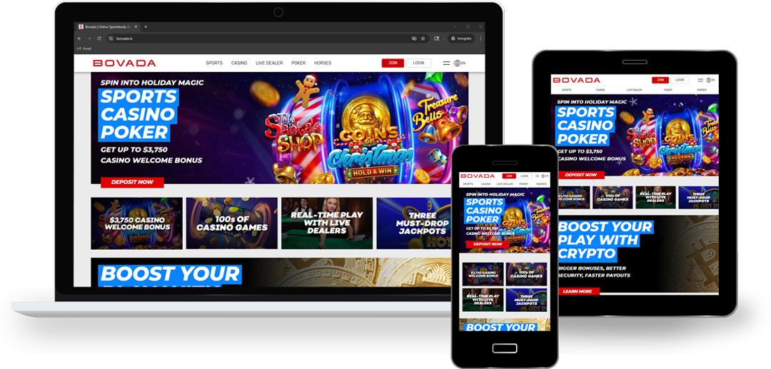 Bovada sportsbook preview on desktop, tablet, and mobile devices