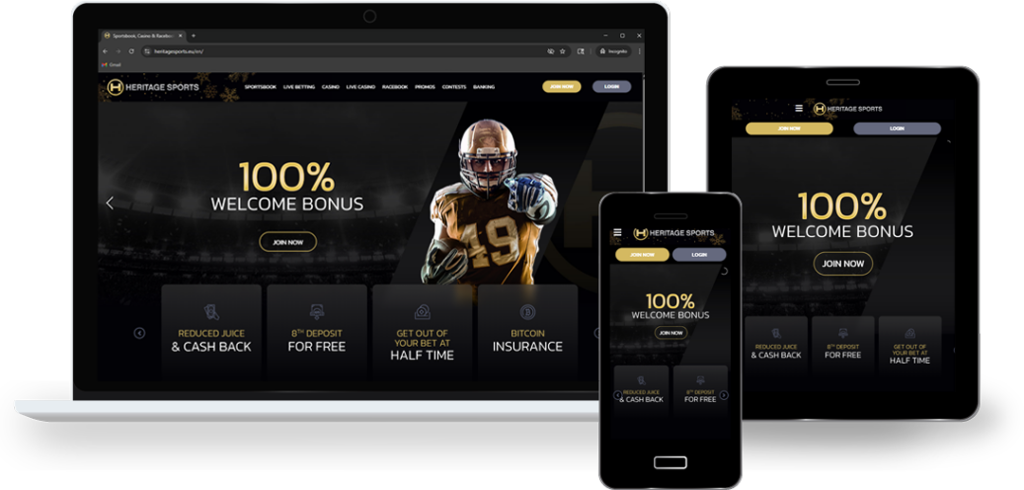 heritage_preview-full - Oddstrader Heritage Sports sportsbook preview on desktop, tablet, and mobile devices