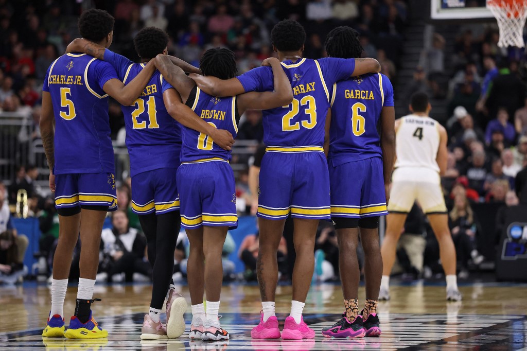 The McNeese State Cowboys look on against the Purdue Boilermakers.