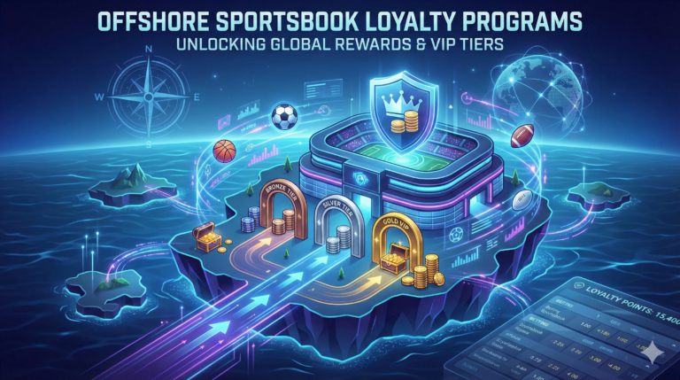 a path leads to a sports stadium on an island with bronze, silver, and gold gates. A crown and coins on a shield float above the field.