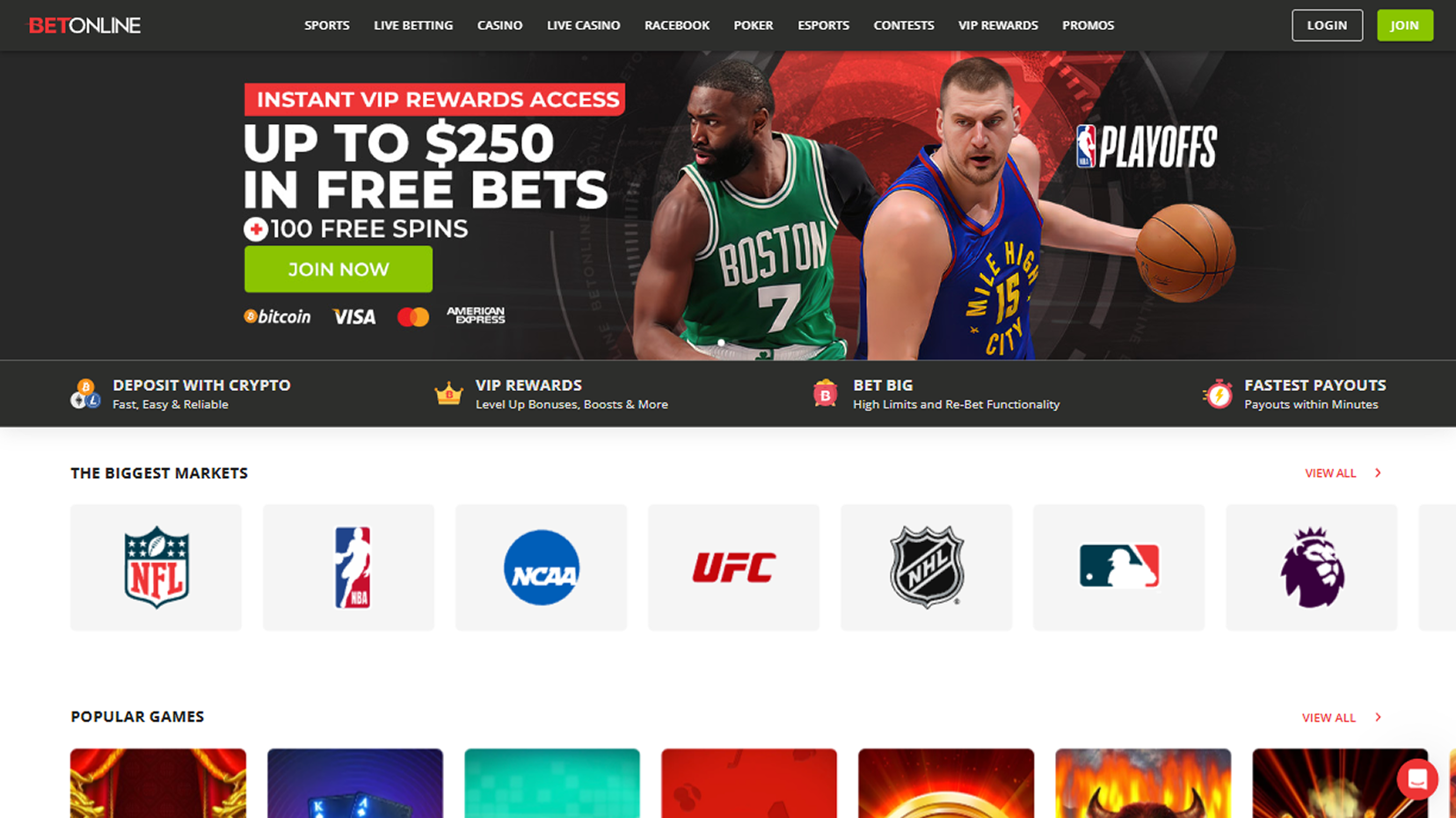 BetOnline Home desktop