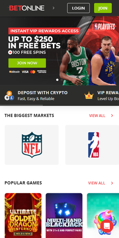 BetOnline Home mobile