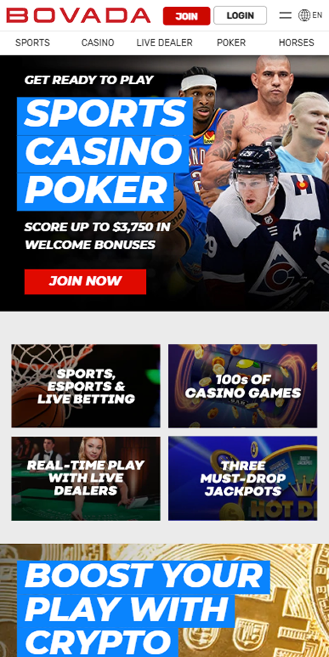 Bovada Home desktop